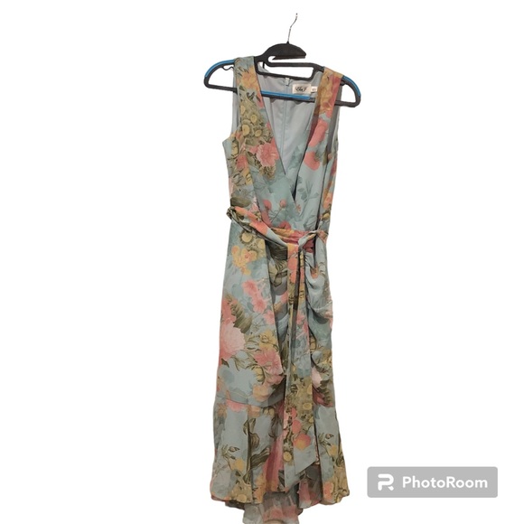 NWOT Eliza J Floral Ruched Chiffon Dress Size 8 - Picture 4 of 7